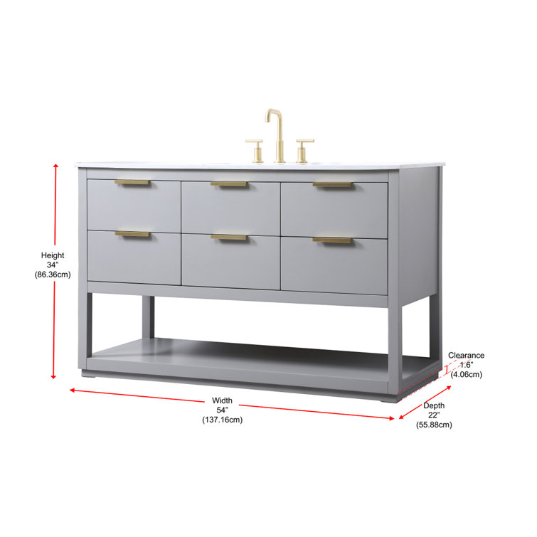 Larkin 54'' Grey Single Bathroom Vanity with Engineered Marble Top