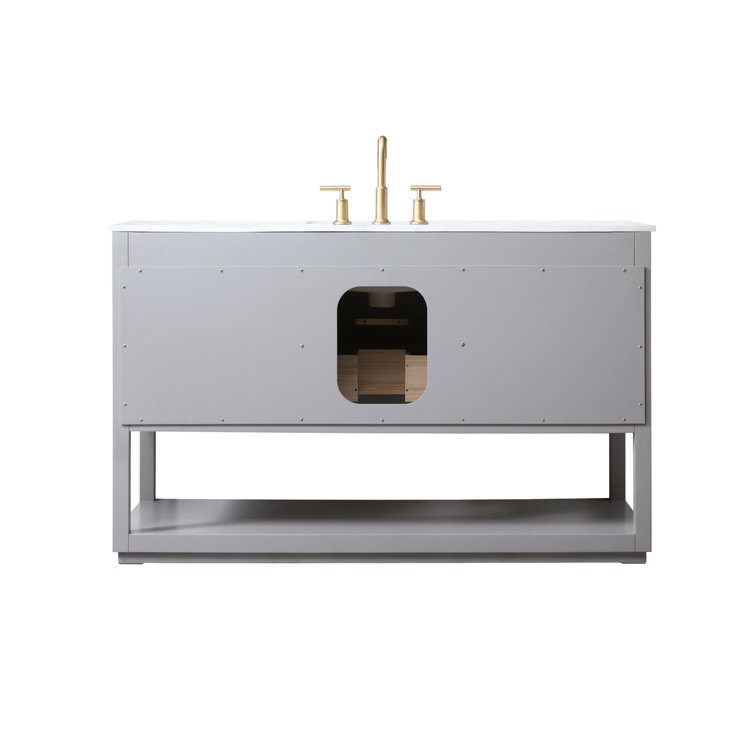 Larkin 54'' Grey Single Bathroom Vanity with Engineered Marble Top
