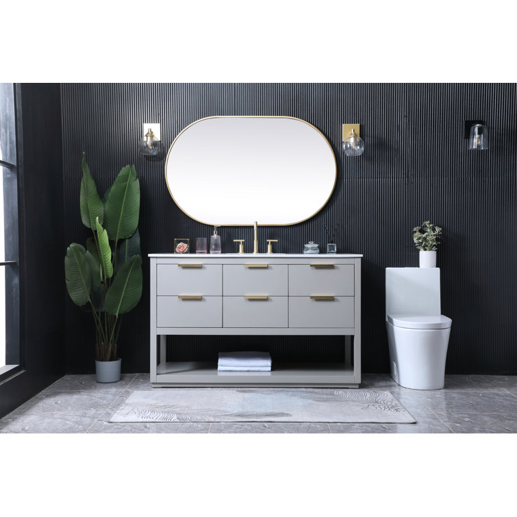 Larkin 54'' Grey Single Bathroom Vanity with Engineered Marble Top