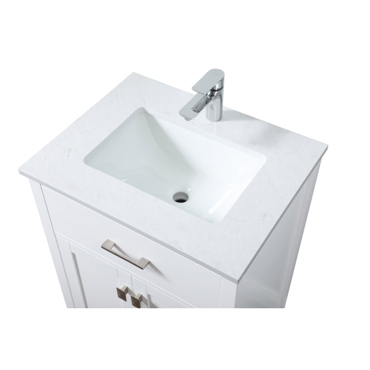 White 24'' Single Bathroom Vanity with Engineered Marble Top