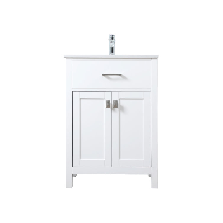 White 24'' Single Bathroom Vanity with Engineered Marble Top
