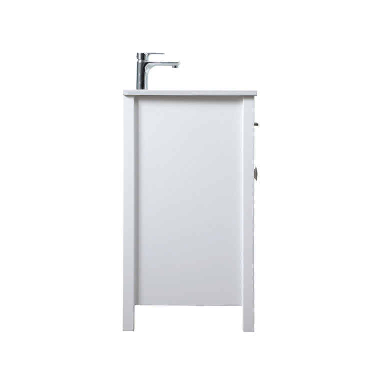 White 24'' Single Bathroom Vanity with Engineered Marble Top