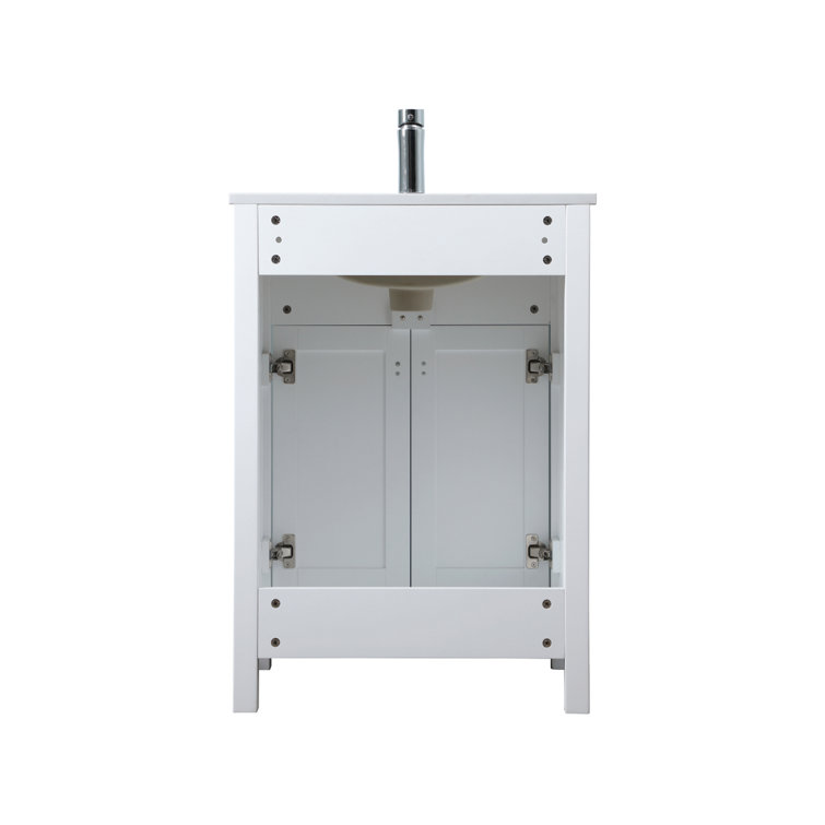 White 24'' Single Bathroom Vanity with Engineered Marble Top