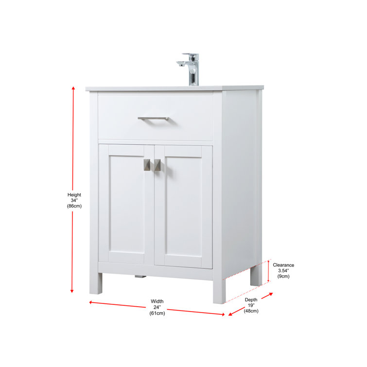 White 24'' Single Bathroom Vanity with Engineered Marble Top