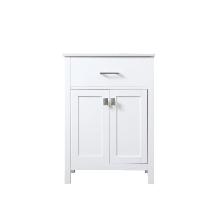 White 24'' Single Bathroom Vanity with Engineered Marble Top