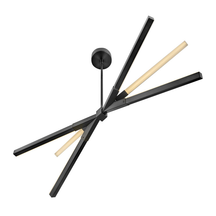 Rae Modern Jetted Black LED Linear Chandelier with Etched Acrylic Shade