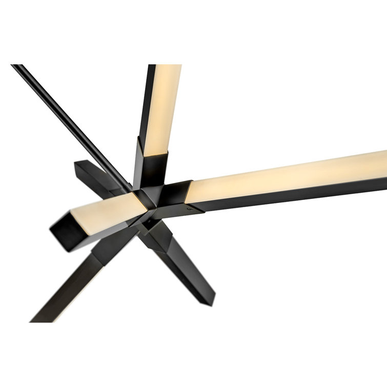 Rae Modern Jetted Black LED Linear Chandelier with Etched Acrylic Shade
