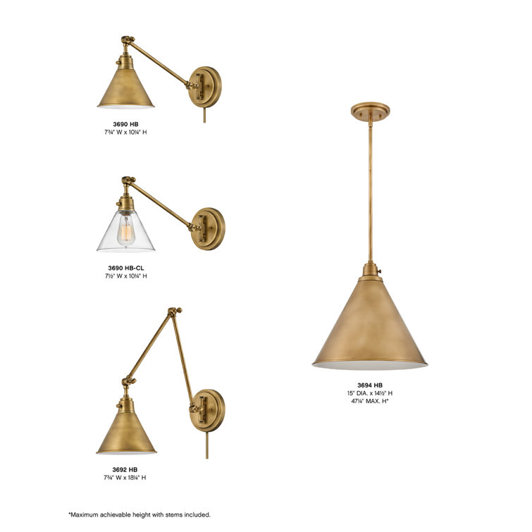 Heritage Brass Adjustable Swing Arm Sconce with Clear Glass Shade
