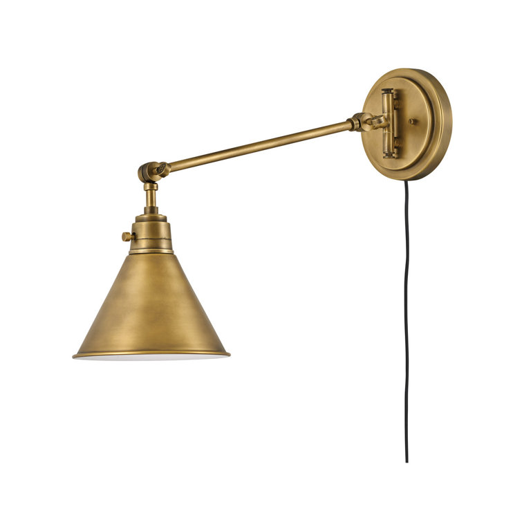Heritage Brass Adjustable Arm Wall Sconce with Cone Shade