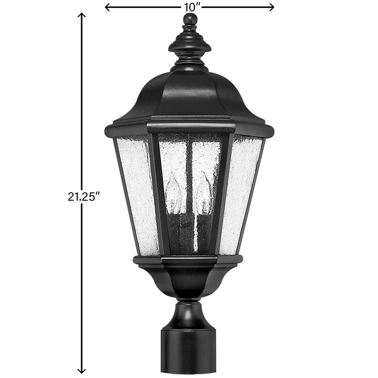 Black Cast Aluminum and Brass Outdoor Post Light with Clear Seedy Glass