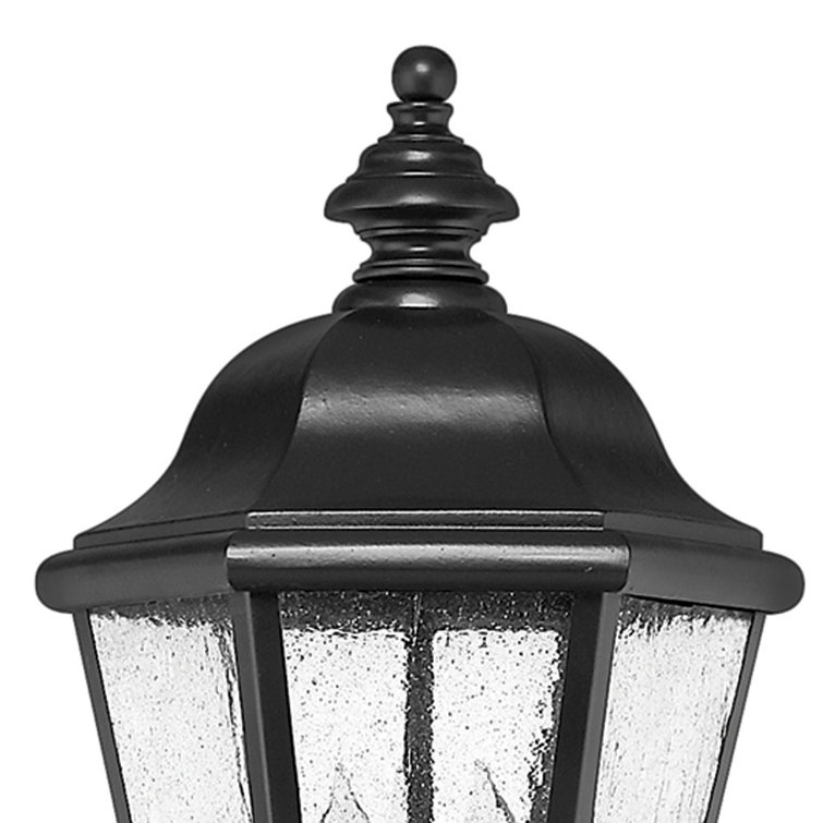 Black Cast Aluminum and Brass Outdoor Post Light with Clear Seedy Glass