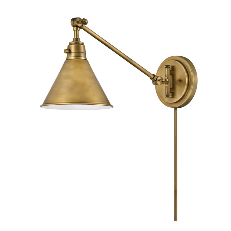 Heritage Brass Adjustable Arm Wall Sconce with Cone Shade