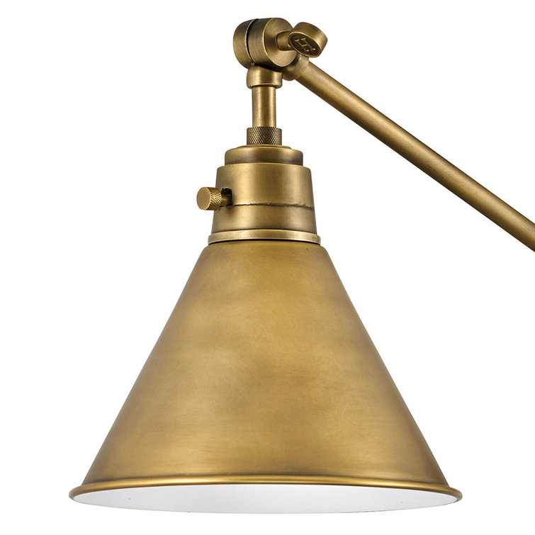 Heritage Brass Adjustable Arm Wall Sconce with Cone Shade