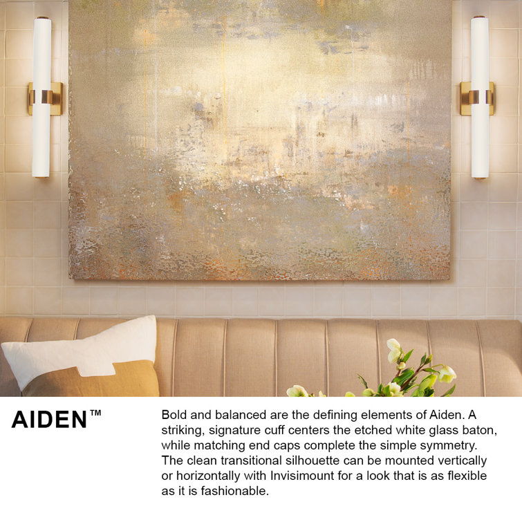 Aiden 31.25" Chrome Etched White Glass LED Bath Bar