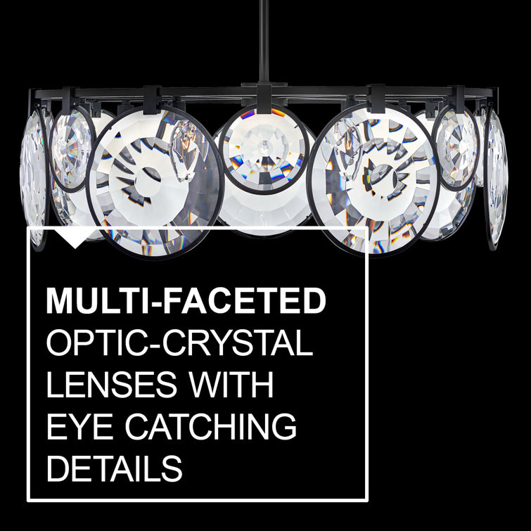 Nala Optic Crystal 7-Light LED Black Drum Chandelier