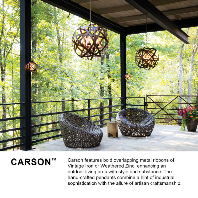 Vintage Iron 5-Light Globe Outdoor Chandelier with Clear Seedy Glass
