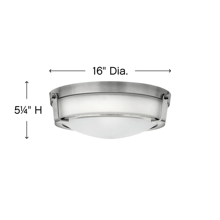Antique Nickel 16" Etched Glass Flush Mount Ceiling Light