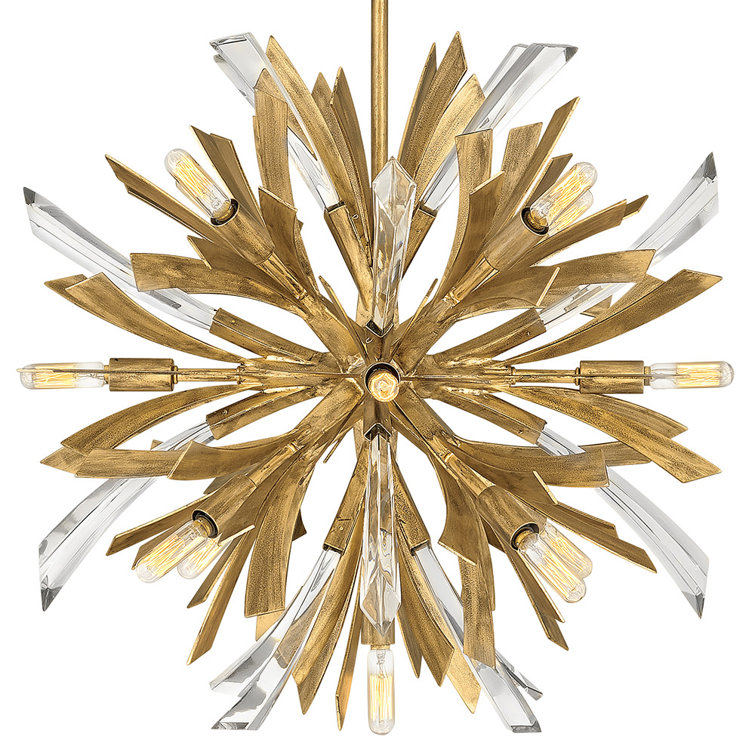 Vida Burnished Gold 13-Light Sputnik Chandelier with Crystal Accents