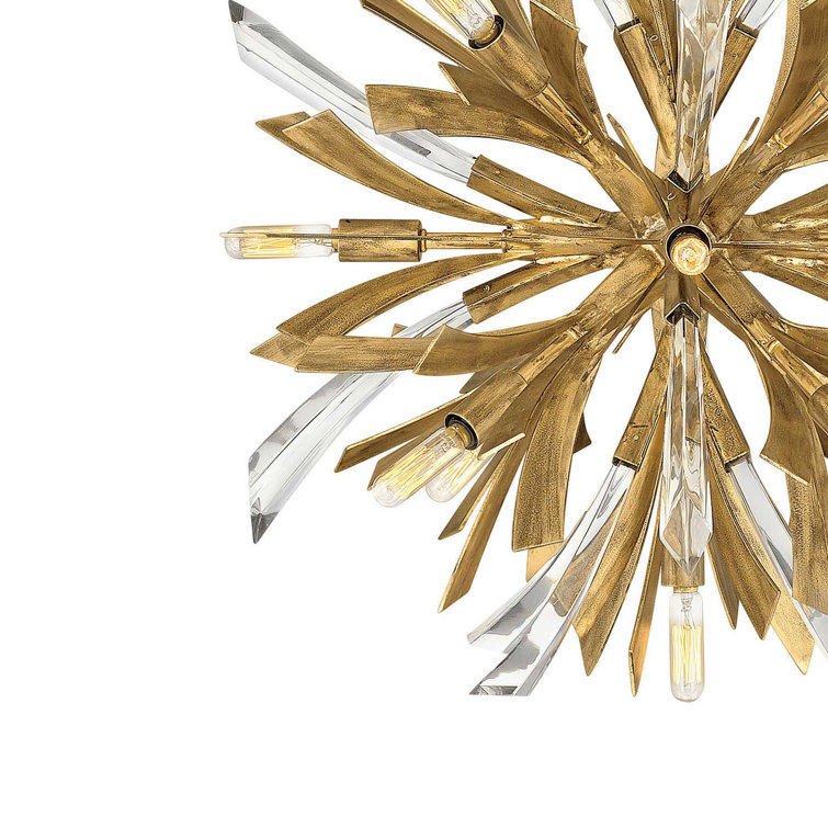 Vida Burnished Gold 13-Light Sputnik Chandelier with Crystal Accents