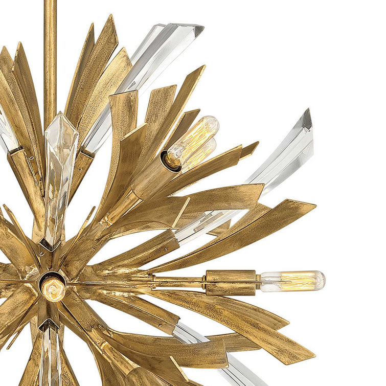 Vida Burnished Gold 13-Light Sputnik Chandelier with Crystal Accents