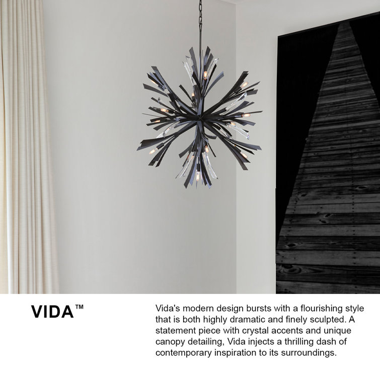 Vida Burnished Gold and Crystal 6-Light Chandelier