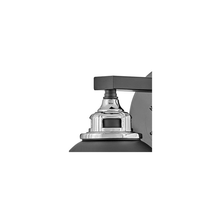 Hinkley Fletcher 1-Light Black/Chrome Outdoor Vanity Sconce with Clear Seedy Glass