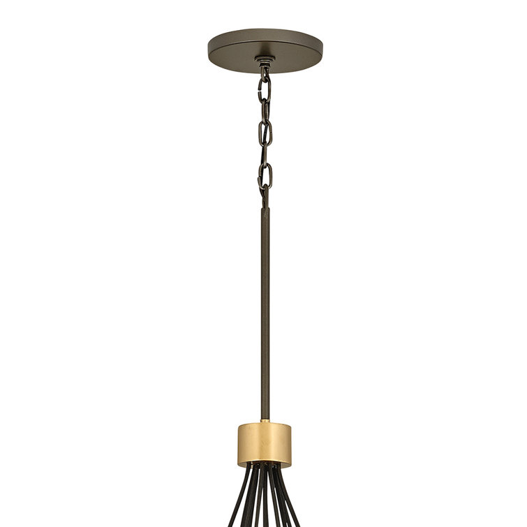 Metallic Matte Bronze Geometric Cage 11-Light Chandelier
