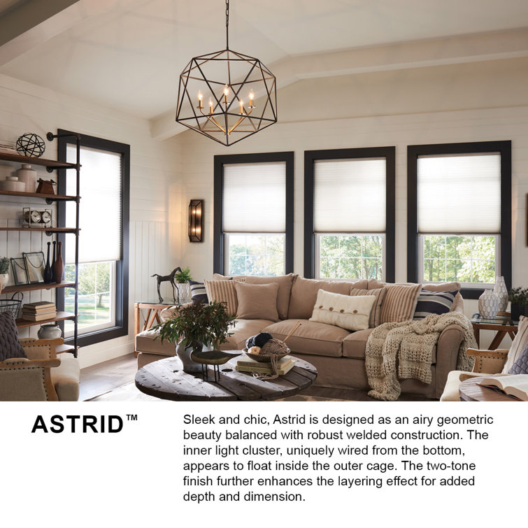Metallic Matte Bronze Geometric Cage 11-Light Chandelier