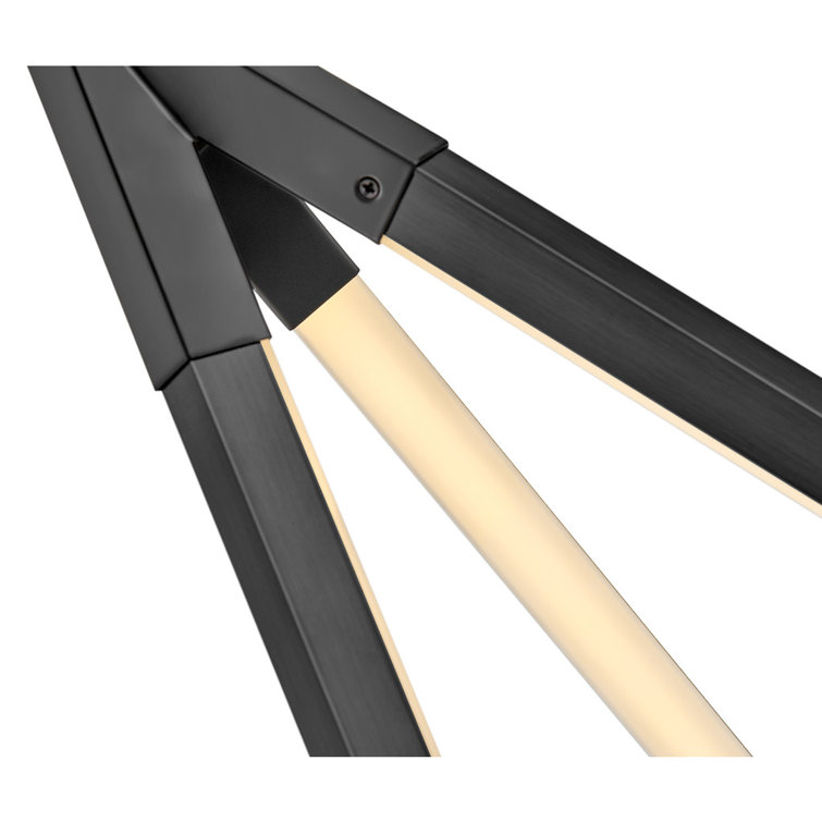 Rae Modern Black LED Sputnik Linear Chandelier with Etched Acrylic Shade