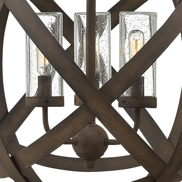 Carson Vintage Iron 3-Light Seedy Glass Globe Pendant