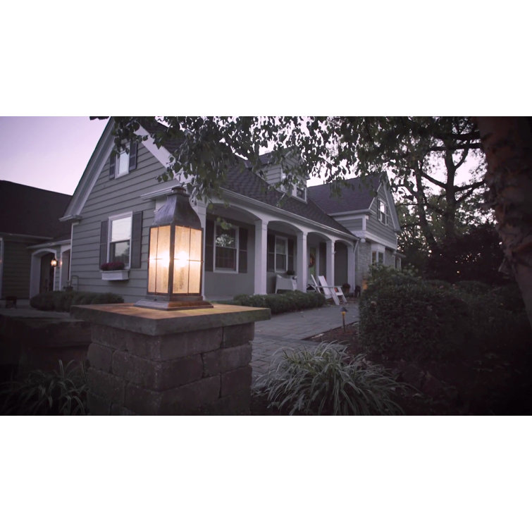 Greystone 3-Light Outdoor Pier Mount Lantern with Clear Seedy Glass