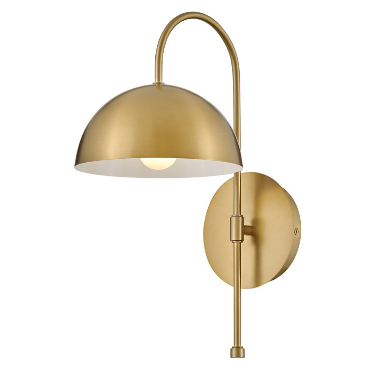 Lou Lacquered Brass and Black Mid-Century Modern Sconce