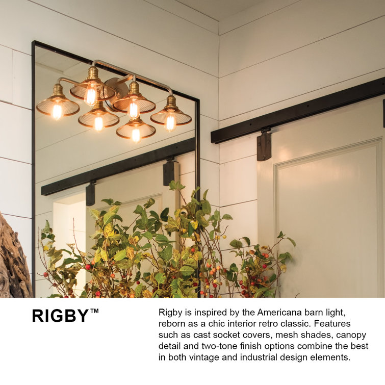 Rigby Industrial Antique Nickel 3-Light Dimmable Bath Vanity Fixture