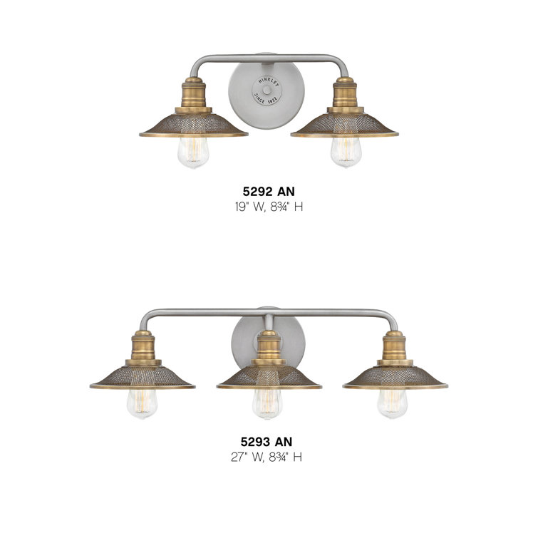 Rigby Industrial Antique Nickel 3-Light Dimmable Bath Vanity Fixture