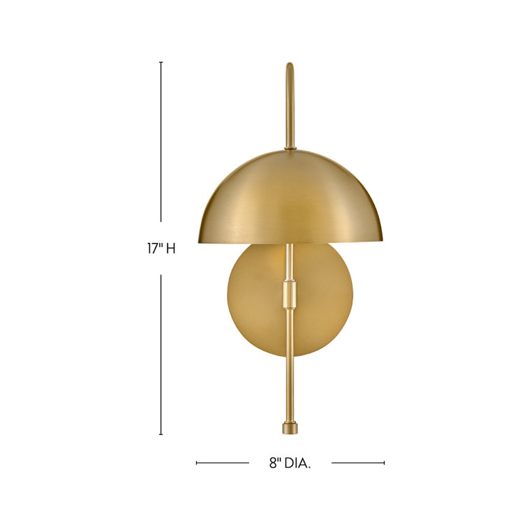 Lou Lacquered Brass and Black Mid-Century Modern Sconce