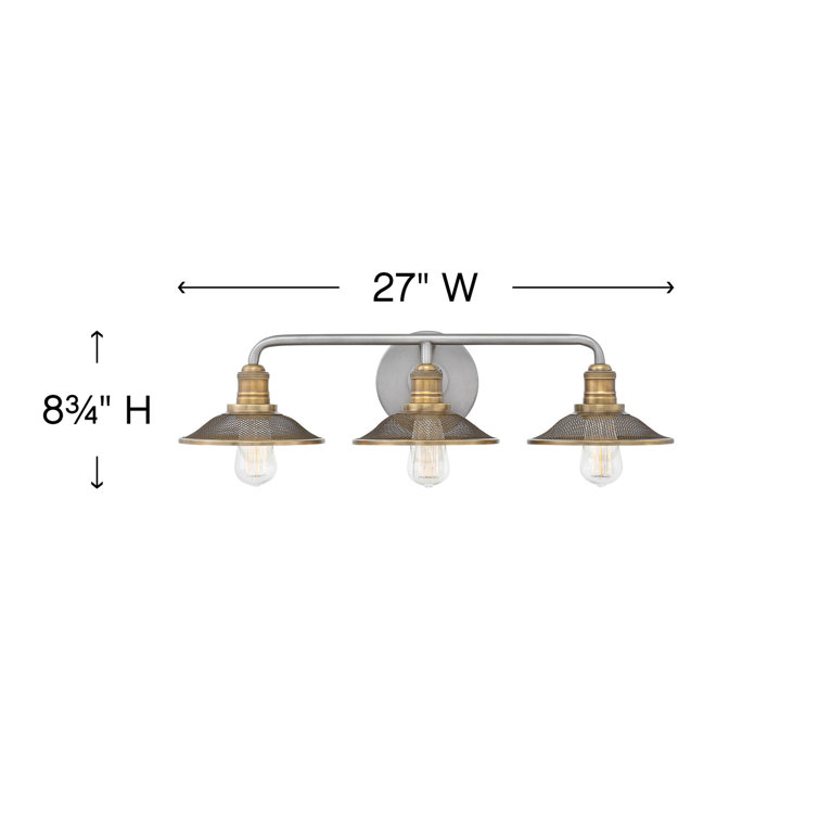Rigby Industrial Antique Nickel 3-Light Dimmable Bath Vanity Fixture