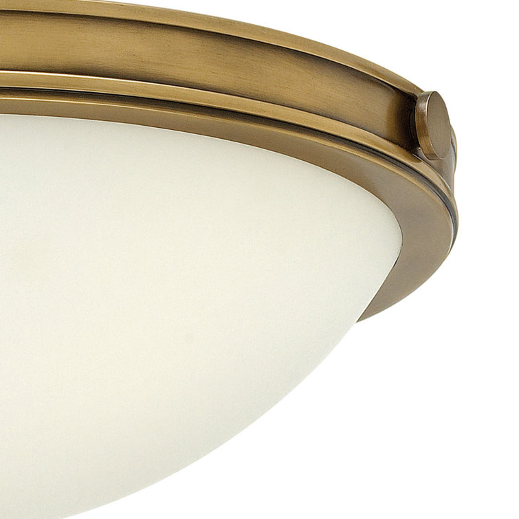 Transitional Antique Nickel Bowl LED Flush Mount with Etched Opal Glass