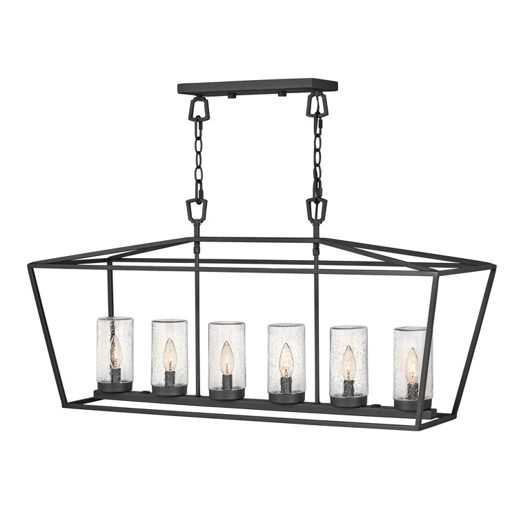 Museum Black 6-Light Outdoor LED Cage Chandelier