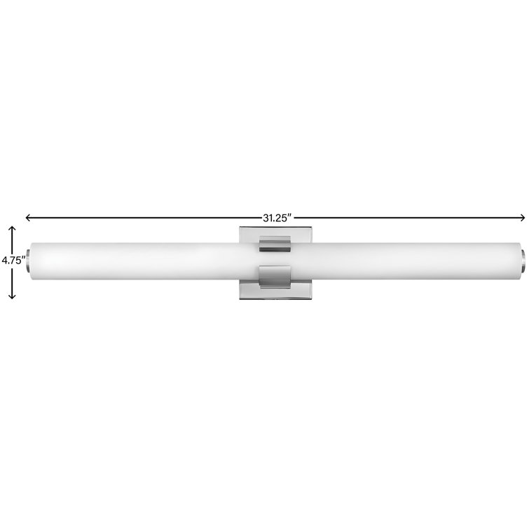 Aiden 31.25" Chrome Etched White Glass LED Bath Bar