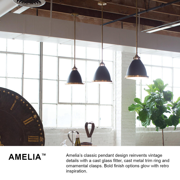 Aged Zinc Glass and Nickel Pendant Light