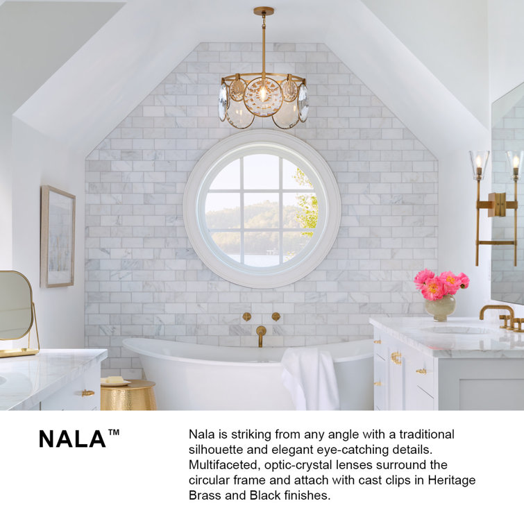 Nala Heritage Brass Optic Crystal 8-Light Linear Chandelier