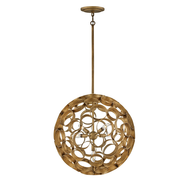 Centric Starburst 4-Light Globe Chandelier in Burnished Gold