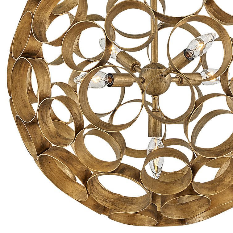 Centric Starburst 4-Light Globe Chandelier in Burnished Gold