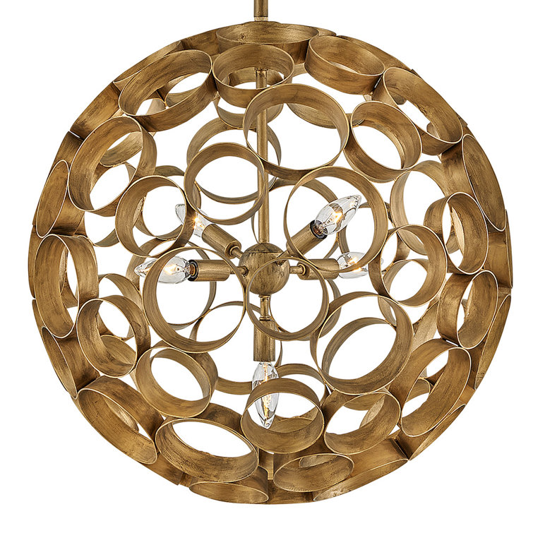 Centric Starburst 4-Light Globe Chandelier in Burnished Gold