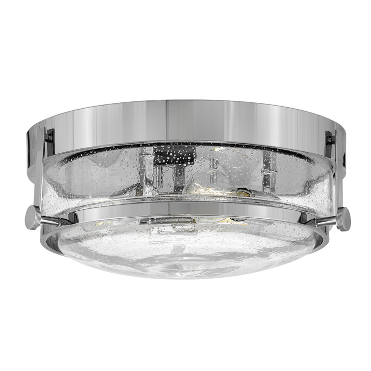 Harper Transitional 3-Light Chrome Flush Mount with Clear Seedy Glass