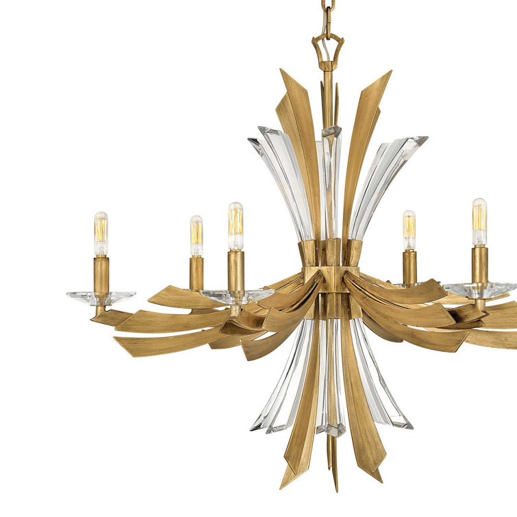 Vida Burnished Gold and Crystal 6-Light Chandelier