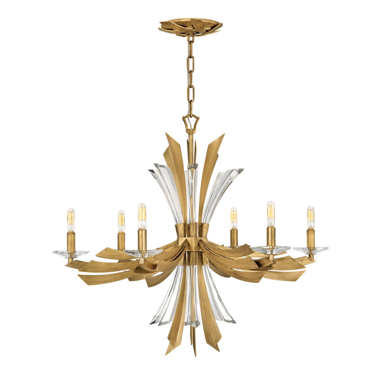 Vida Burnished Gold and Crystal 6-Light Chandelier