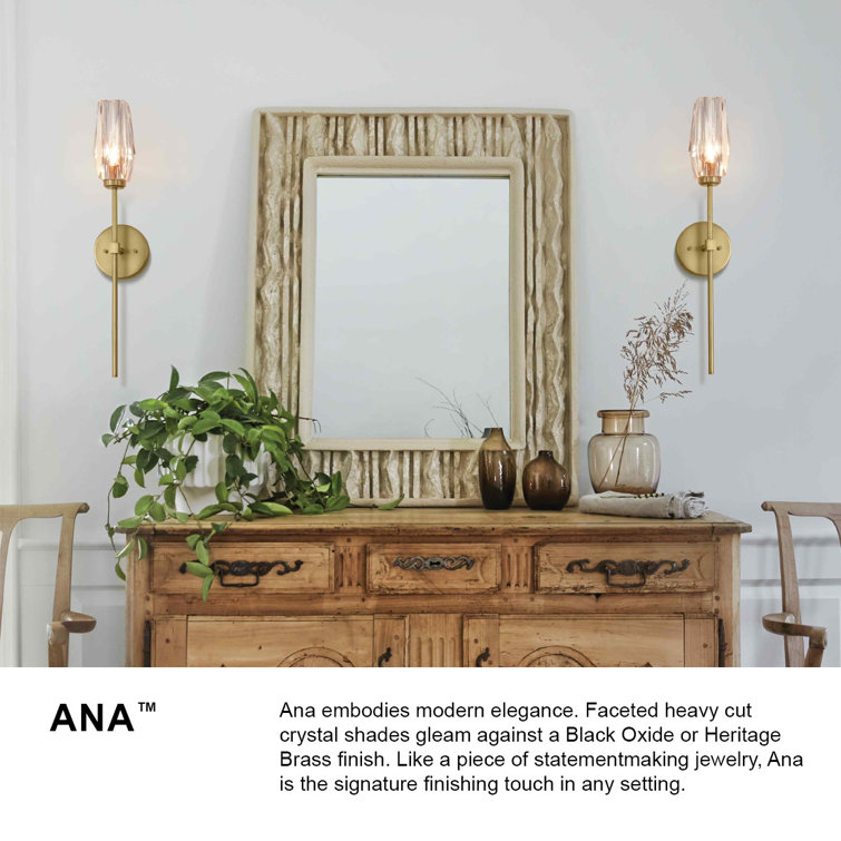 Ana Black Oxide Crystal Cylinder Wall Sconce