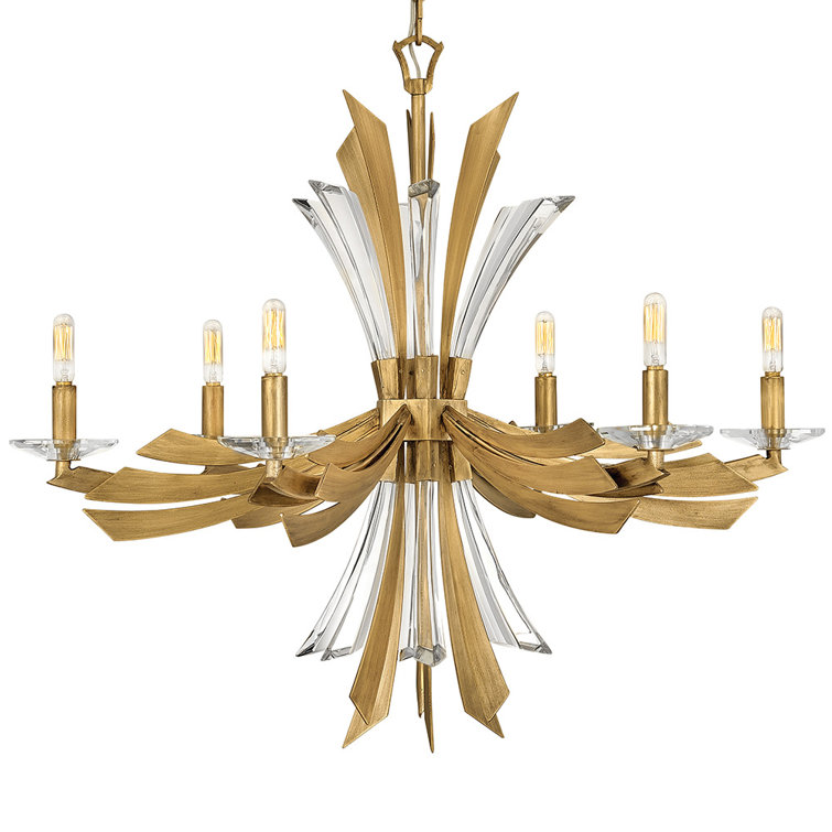 Vida Burnished Gold and Crystal 6-Light Chandelier
