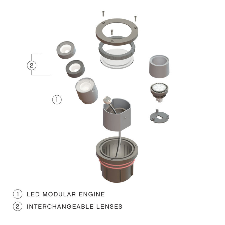 Bronze Low Voltage LED Well Light with Clear Lens